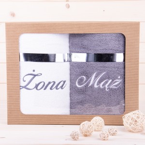 Komplet ręczników 2*70x140 cm Żona Mąż wzór 32