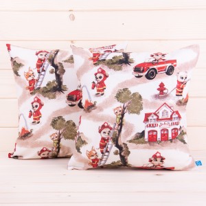 Poszewka z bawełny 40x40 cm Miś strażak