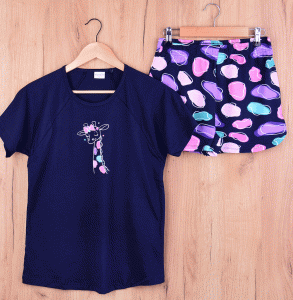 Piżama damska z krótkim rękawem i szortami 408251 rozm: S granat