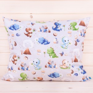 Poszewka z bawełny 50x60 cm Dinusie i dmuchawce na szarym