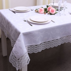 Obrus Róża 140x260 cm fala biały prostokąt