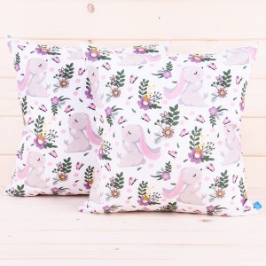 Poszewka z bawełny 40x40 cm Zajączki wśród kwiatów