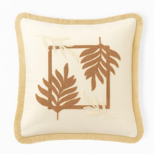 Poszewka ozdobna 45x45 cm Brązowe liście ramka