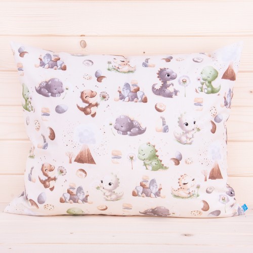 Poszewka z bawełny 40x60 cm Dinusie i dmuchawce na beżu