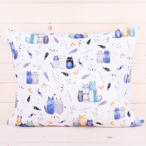 Poszewka z bawełny 50x70 cm Kolorowe kotki na białym 2