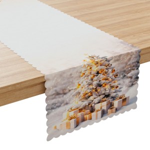 Pas świąteczny 38x160 cm Złota choinka