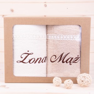 Komplet ręczników 2*70x140 cm Żona Mąż wzór 24