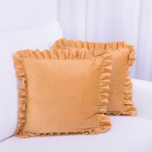 Poszewka ozdobna 40x40 cm Velvet Miodowy + falbanka