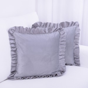 Poszewka ozdobna 40x40 cm Velvet Szary + falbanka
