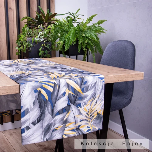 Pas 40x160 cm wzór 401062/108 Liście na niebieskim tle