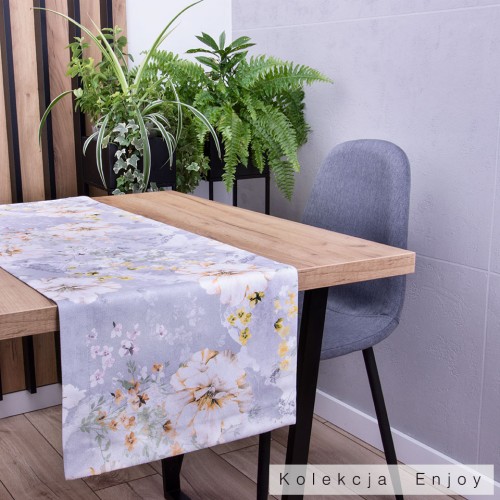 Pas 40x120 cm wzór 390460/104 Kwiaty na jasnoszarym tle