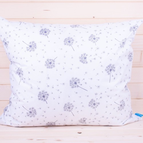 Poszewka z bawełny 50x70 cm Szare dmuchawce na białym