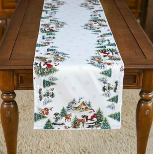 Pas świąteczny drukowany 40x180 cm PX-220 Mikołaje i bałwany na białym tle