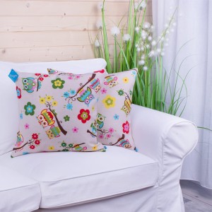 Poszewka ozdobna 50x50 cm Kolorowe sowy na beżu