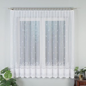 Firana żakardowa 023419 biała wzór po całości wysokość 180 cm