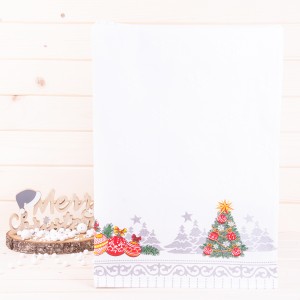 Ścierka świąteczna Choinka szara na białym tle