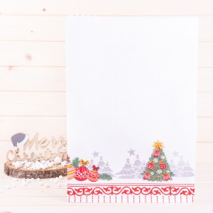 Ścierka świąteczna Choinka czerwona na białym tle