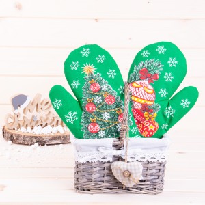 Rękawica kuchenna z magnesem Bombki i choinka 2