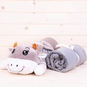 Kocyk + maskotka KROWA szara