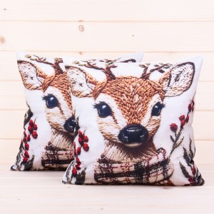 Poszewka świąteczna 40x40 cm Jelonek w szaliku