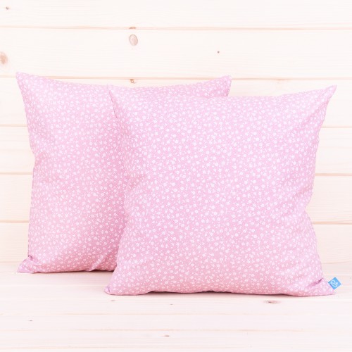 Poszewka z bawełny 40x40 cm Drobne kwiatuszki na różu