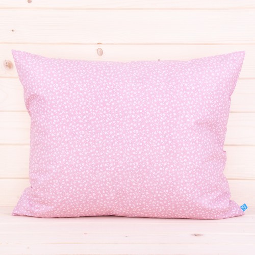 Poszewka z bawełny 40x60 cm Drobne kwiatuszki na różu