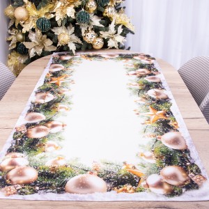 Bieżnik świąteczny drukowany 50x100 cm wzór 964 Bombki złote