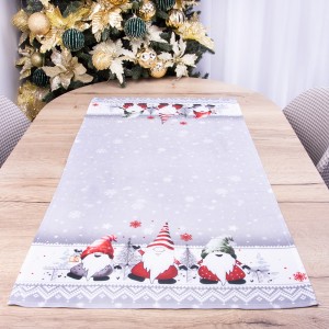 Bieżnik świąteczny drukowany 50x100 cm wzór 967 Skrzaty ze śnieżynkami