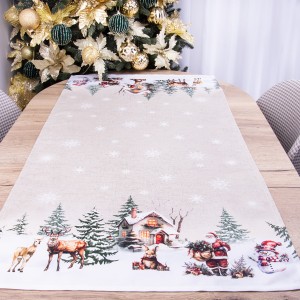 Bieżnik świąteczny drukowany 60x120 cm wzór 971 Zimowy domek