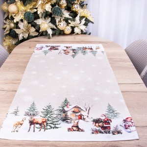 Bieżnik świąteczny drukowany 50x100 cm wzór 971 Zimowy domek