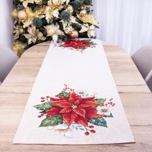 Pas świąteczny gobelinowy 45x140 cm Czerwona gwiazda betlejemska