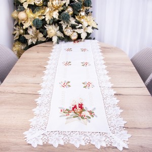 Pas świąteczny z gipiurą 40x150 cm SW-376 Stroik na białym tle