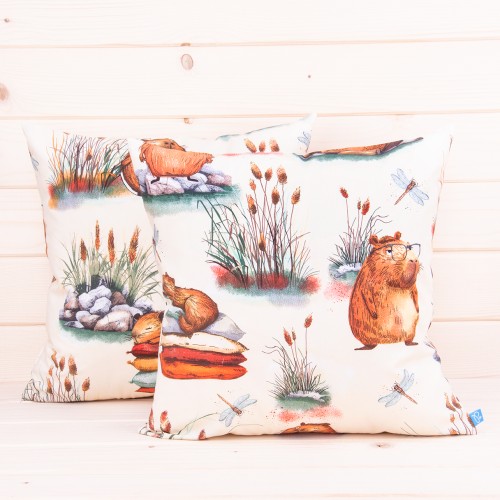 Poszewka z bawełny 40x40 cm Kapibara na kremie