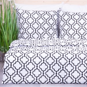 Pościel bawełniana 160x200 cm Maroko czarne na białym