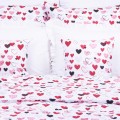 Pościel bawełniana 140x200 cm Czerwone serduszka