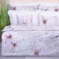 Pościel bawełniana 160x200 cm Beżowoszare kwiaty