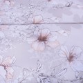 Pościel bawełniana 160x200 cm Beżowoszare kwiaty