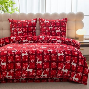 Pościel mikrofibra miś 220x200 cm SHY-3208 Renifery i gwiazdki