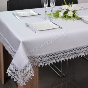 Obrus Atłas 140x300 cm biały prostokąt