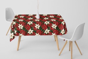 Obrus świąteczny 120x180 cm Gwiazdy Betlejemskie na czarnym tle