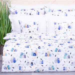 Pościel bawełniana 100x135 cm Kolorowe kotki na białym 2