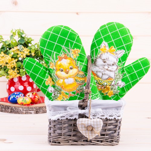 Rękawica kuchenna z magnesem Kurka i zajączek 2