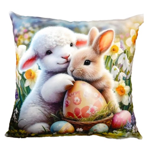 Poszewka wielkanocna 40x40 cm PE-113 Baranek z zajączkiem