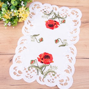 Serwetka 30x45 cm haftowana KRS-5-W Maki prostokąt