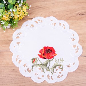 Serwetka koło 30 cm haftowana KRS-5-W Maki