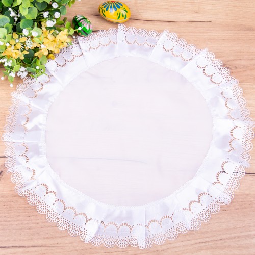 Serwetka wielkanocna koło 40 cm Tiul biała