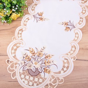 Bieżnik 40x85 cm haftowany HL-173 Kłosy owal krem