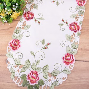 Bieżnik 40x85 cm haftowany HL-174  Róże owal krem