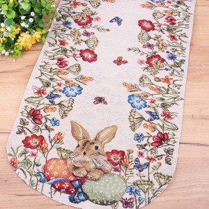 Bieżnik wielkanocny gobelinowy 40x90 cm G68-18276 Zajączek i kwiatki