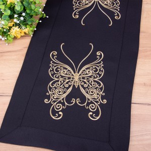 Bieżnik 40x90 cm YM50159BJ Złoty motyl na czarnym